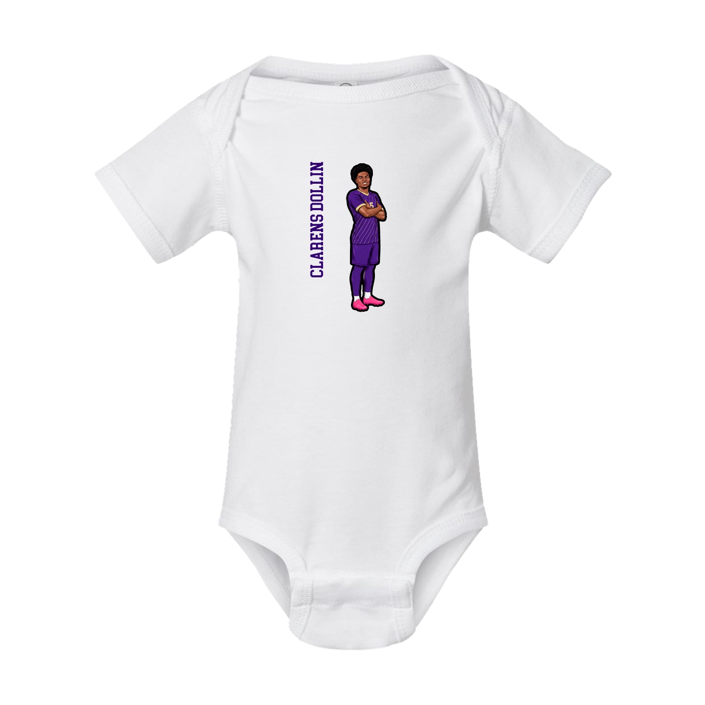 Baby Onesie — Name Vertical in White