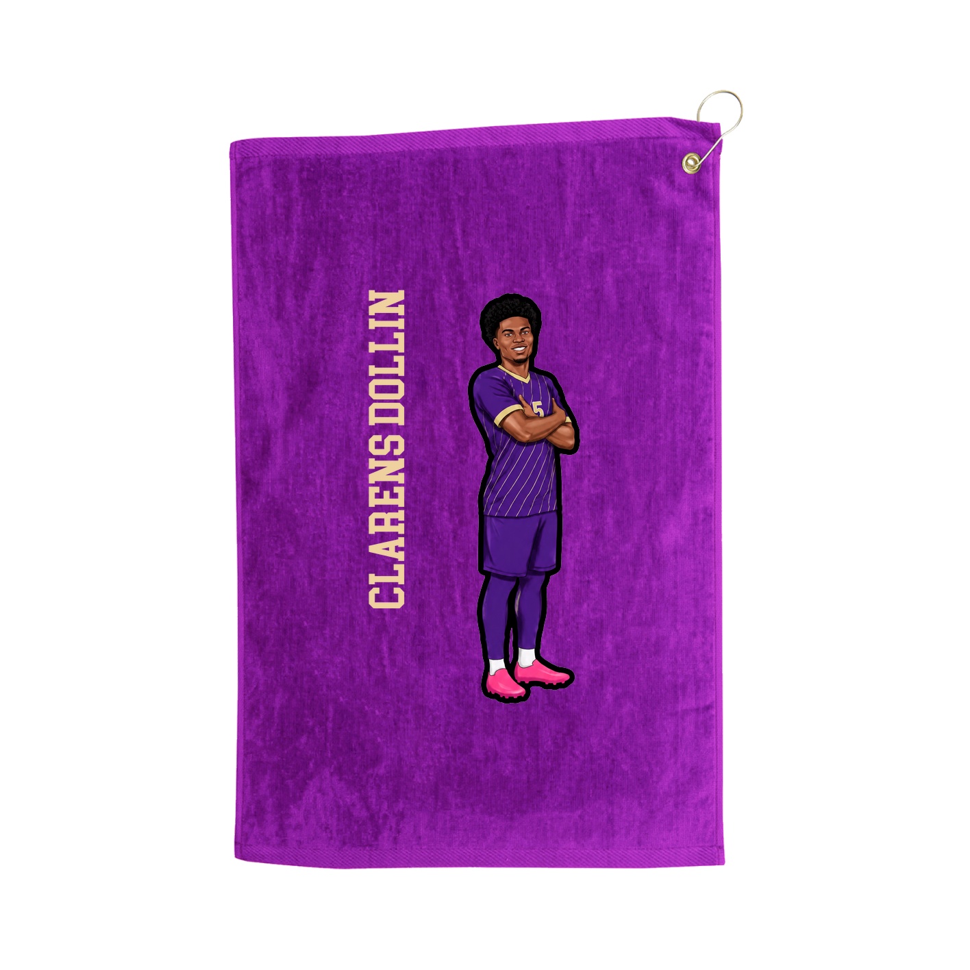 Golf Towel — Name Vertical in Purple