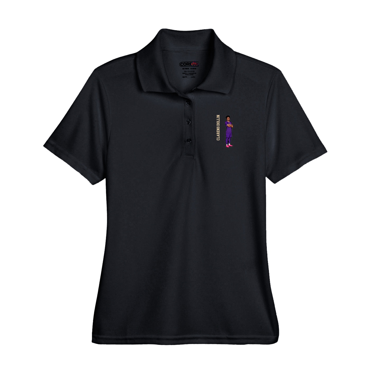 Performance Polo — Name Vertical in Black