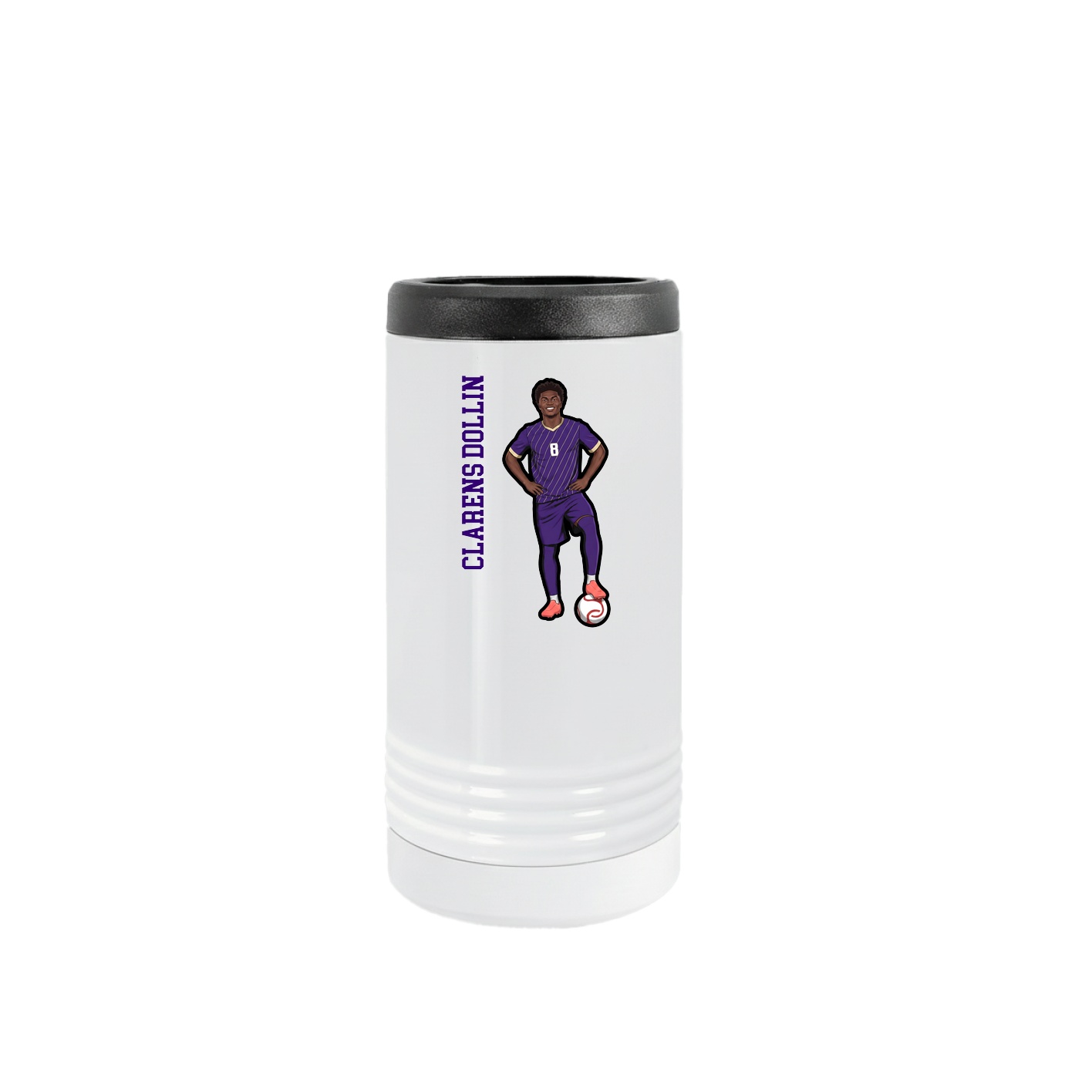 Slim Beverage Holder — Name Vertical in White