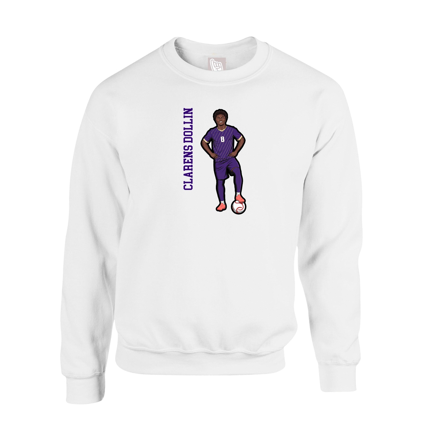 Fleece Crew — Name Vertical in White