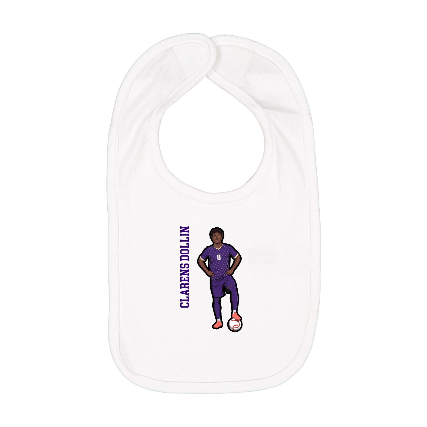 Infant Bib — Name Vertical in White