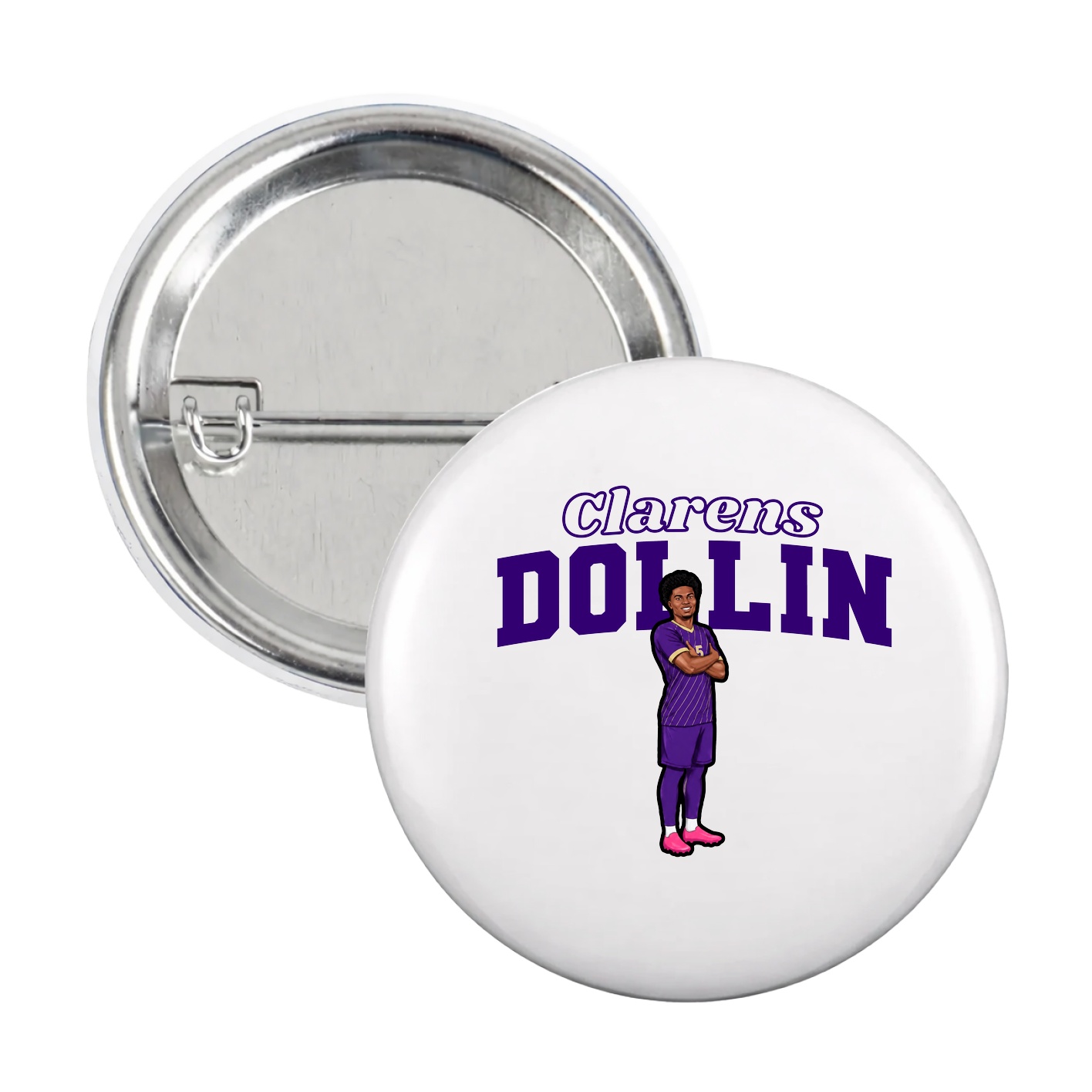 Game Day Button — Name Arch in White