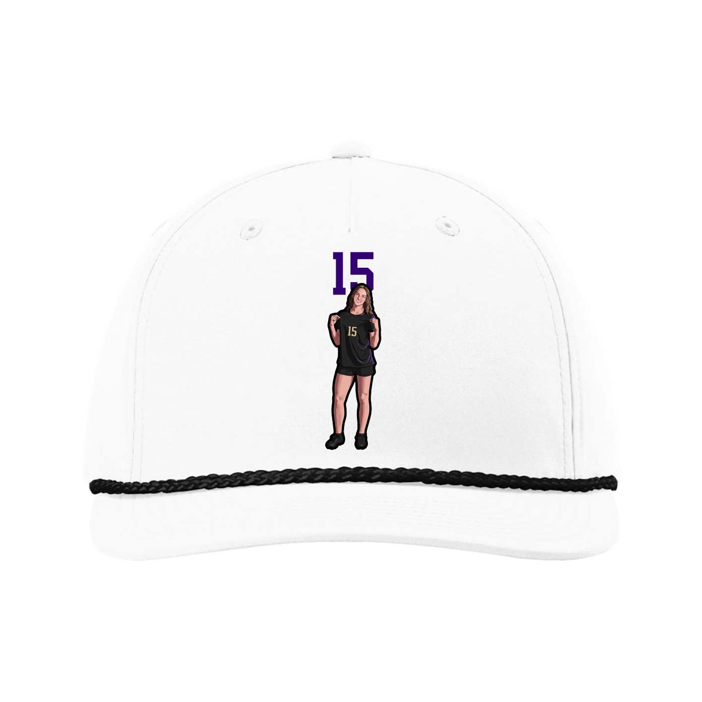 Five-Panel Classic Rope Cap — Number Top in White