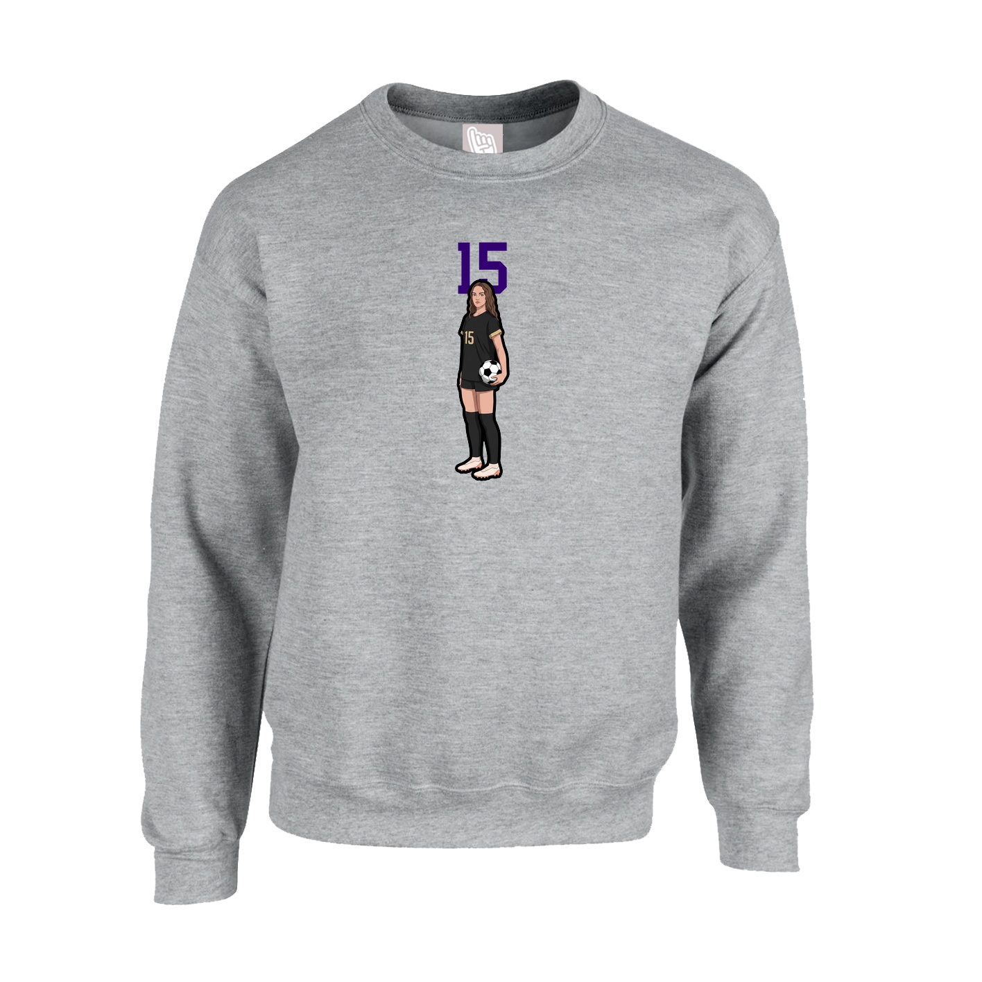 Fleece Crew — Number Top in Grey