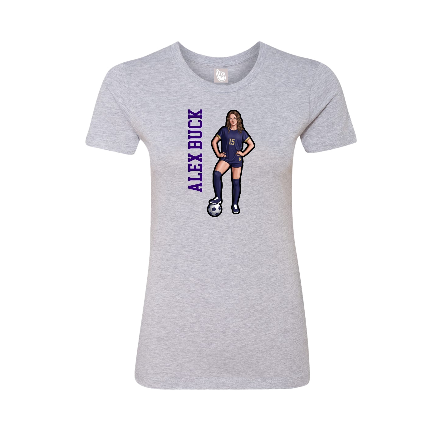 Fitted Women's Tee — Name Vertical in Grey