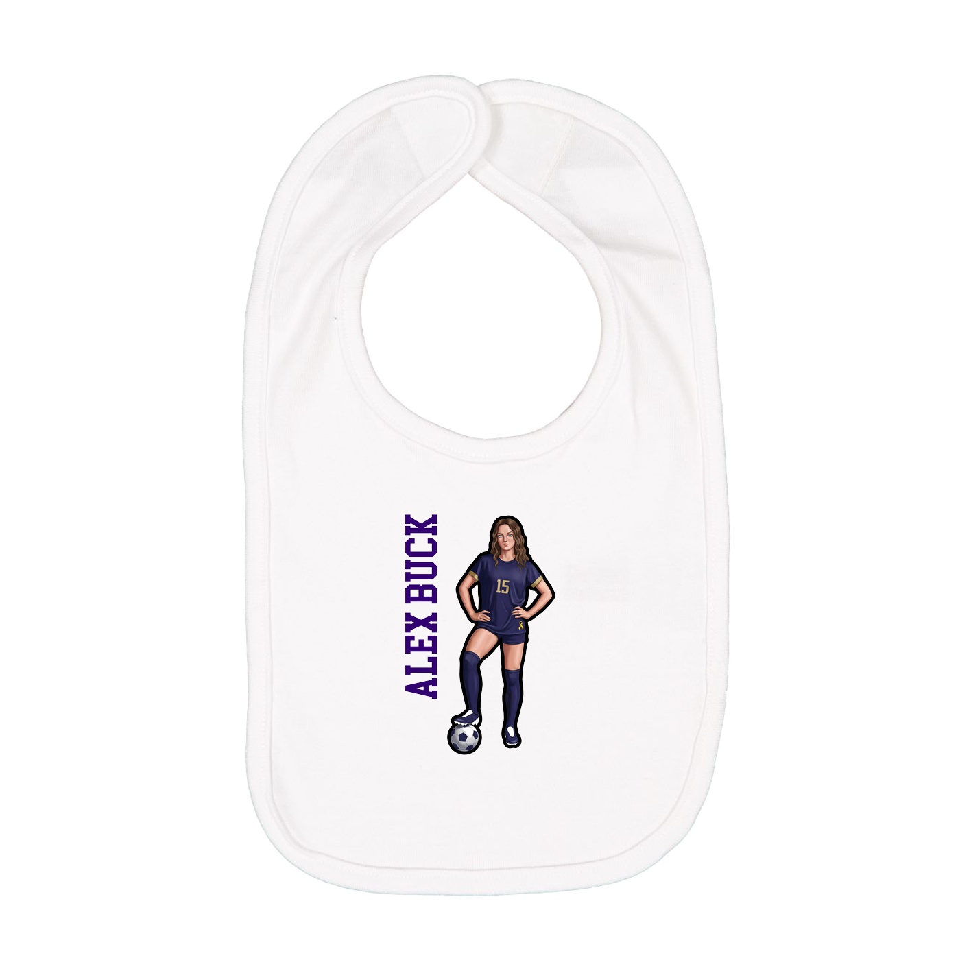 Infant Bib — Name Vertical in White