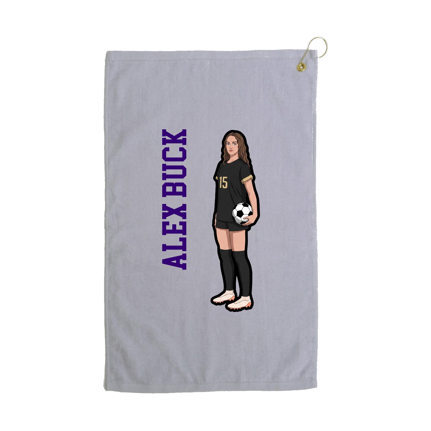 Golf Towel — Name Vertical in Grey