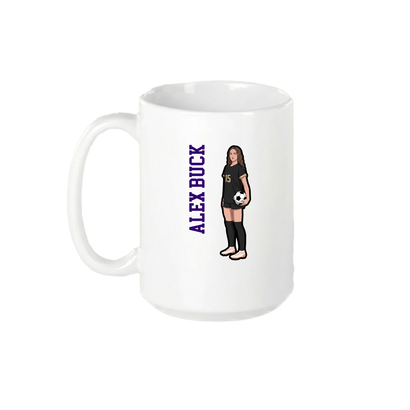 15oz Coffee Mug — Name Vertical in White