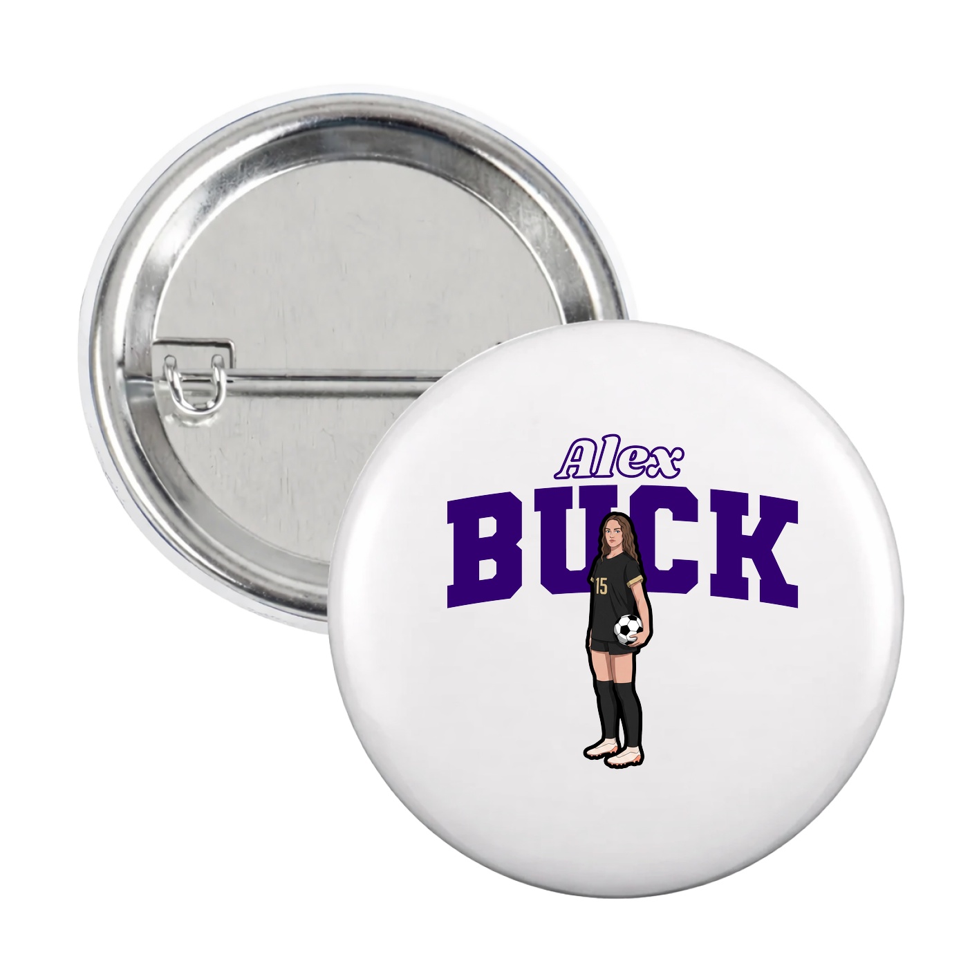 Game Day Button — Name Arch in White