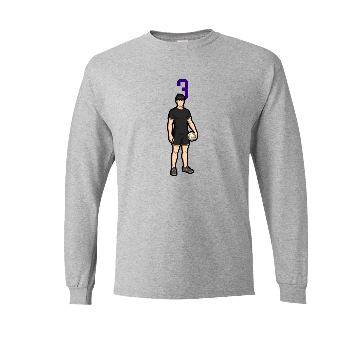 Long Sleeve Tee — Number Top in Grey