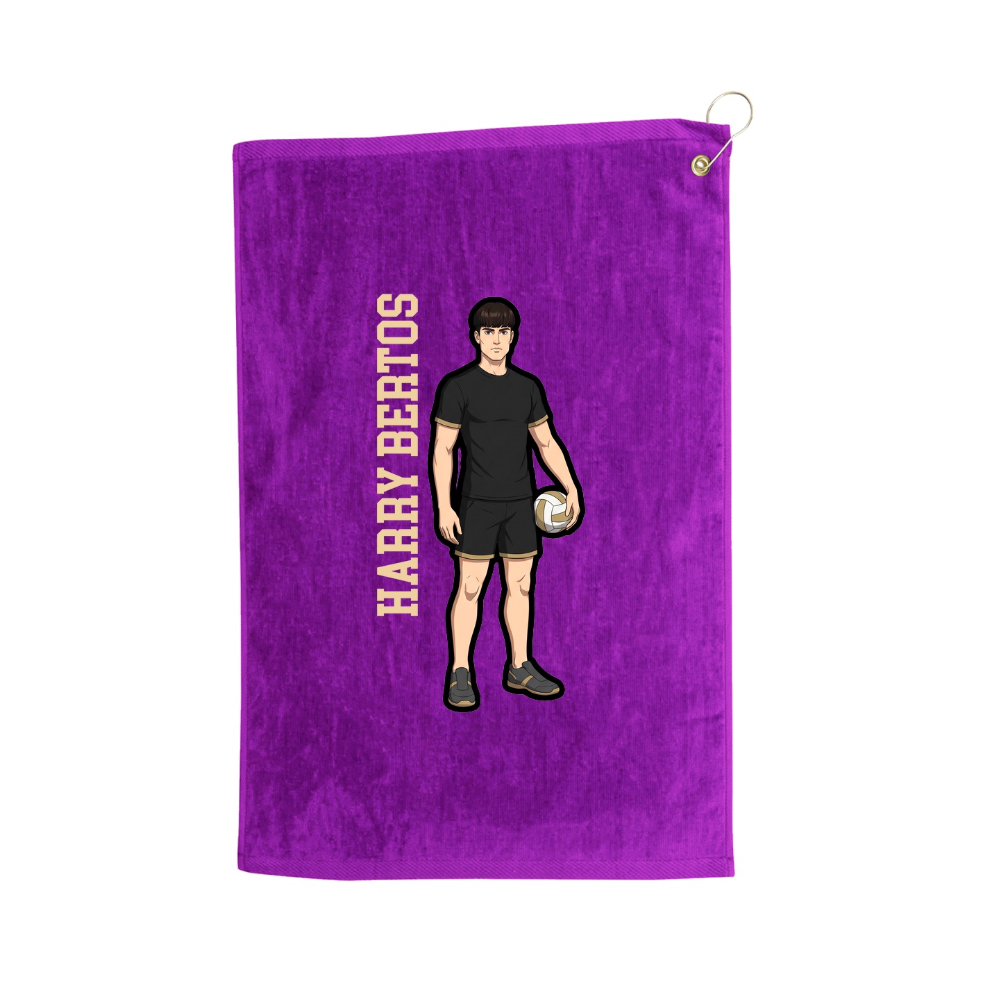 Golf Towel — Name Vertical in Purple