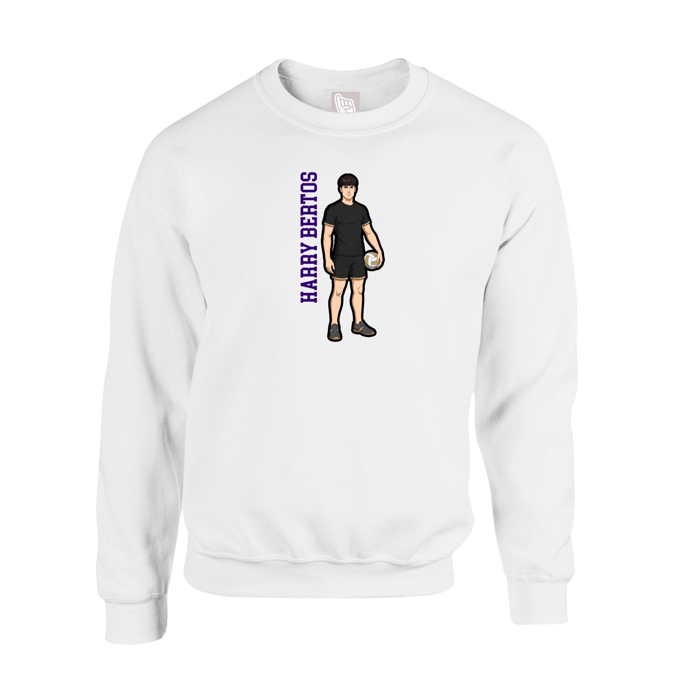 Fleece Crew — Name Vertical in White