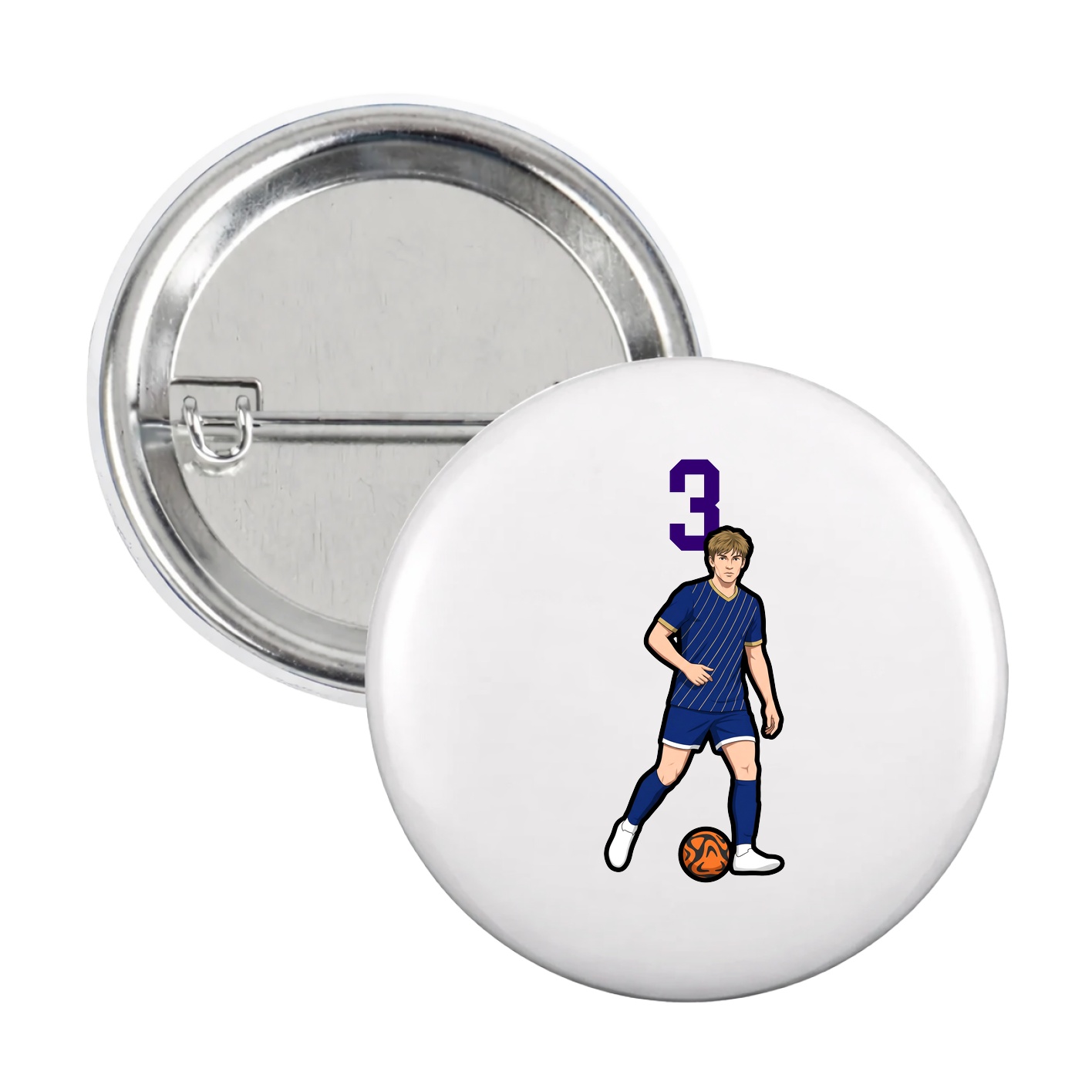 Game Day Button — Number Top in White