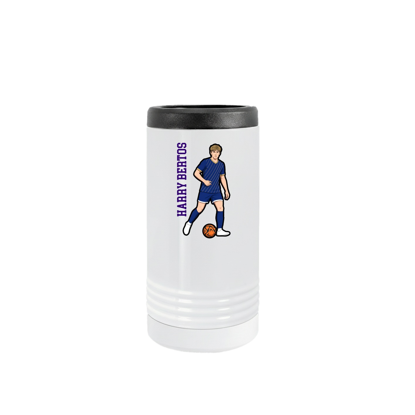 Slim Beverage Holder — Name Vertical in White