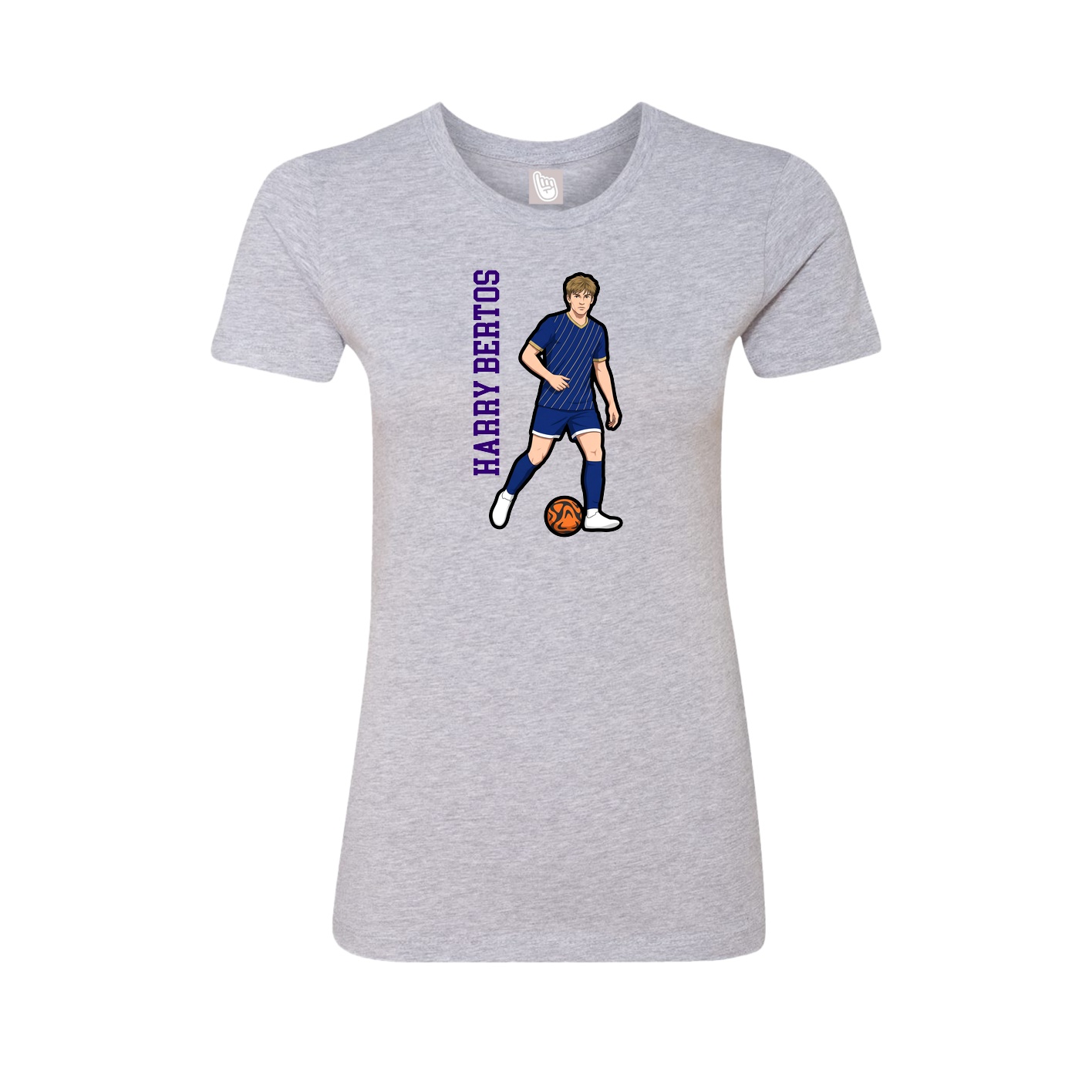 Fitted Women's Tee — Name Vertical in Grey