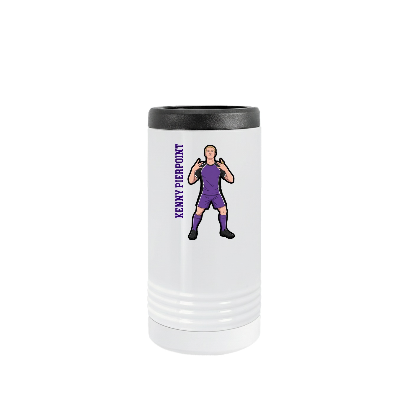 Slim Beverage Holder — Name Vertical in White