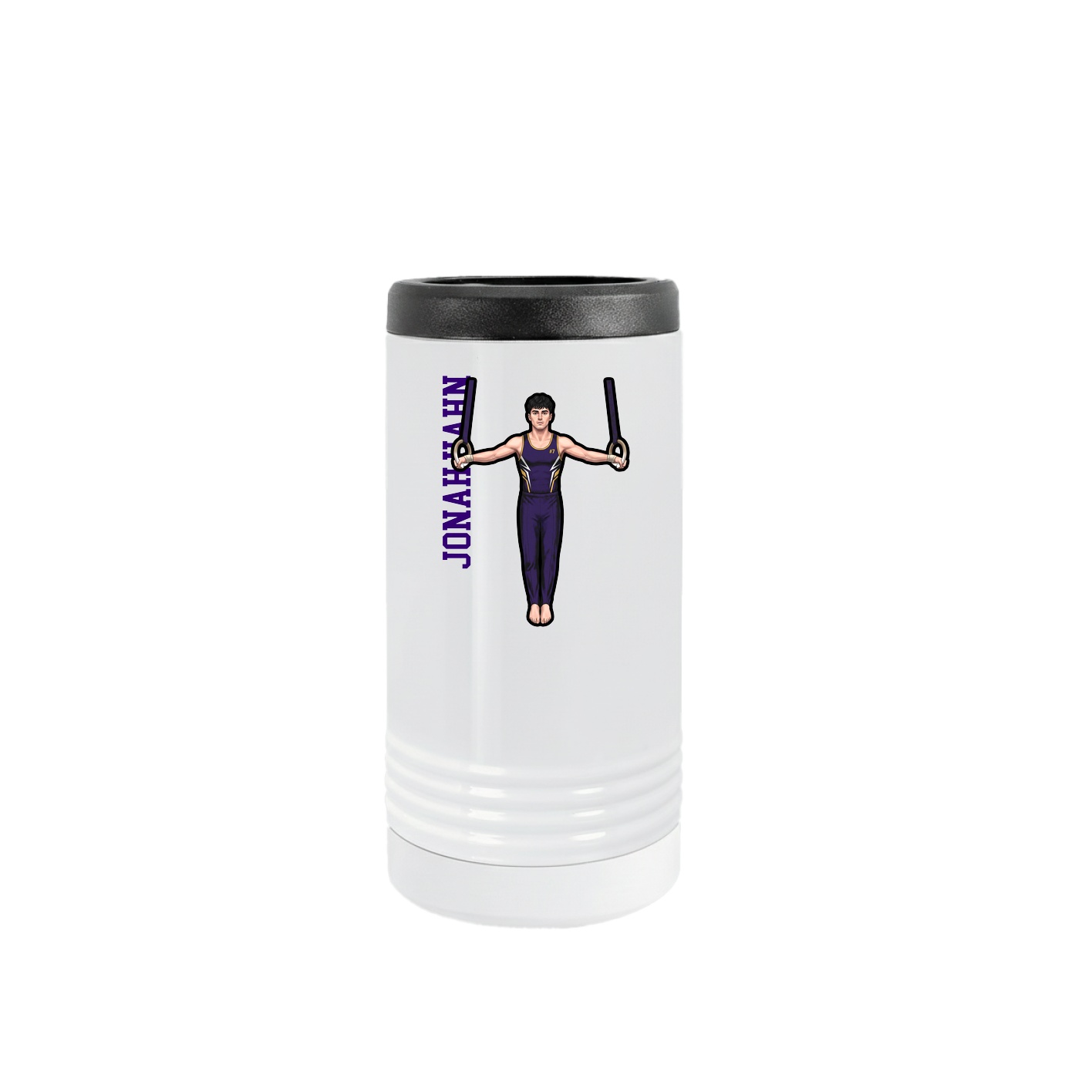 Slim Beverage Holder — Name Vertical in White