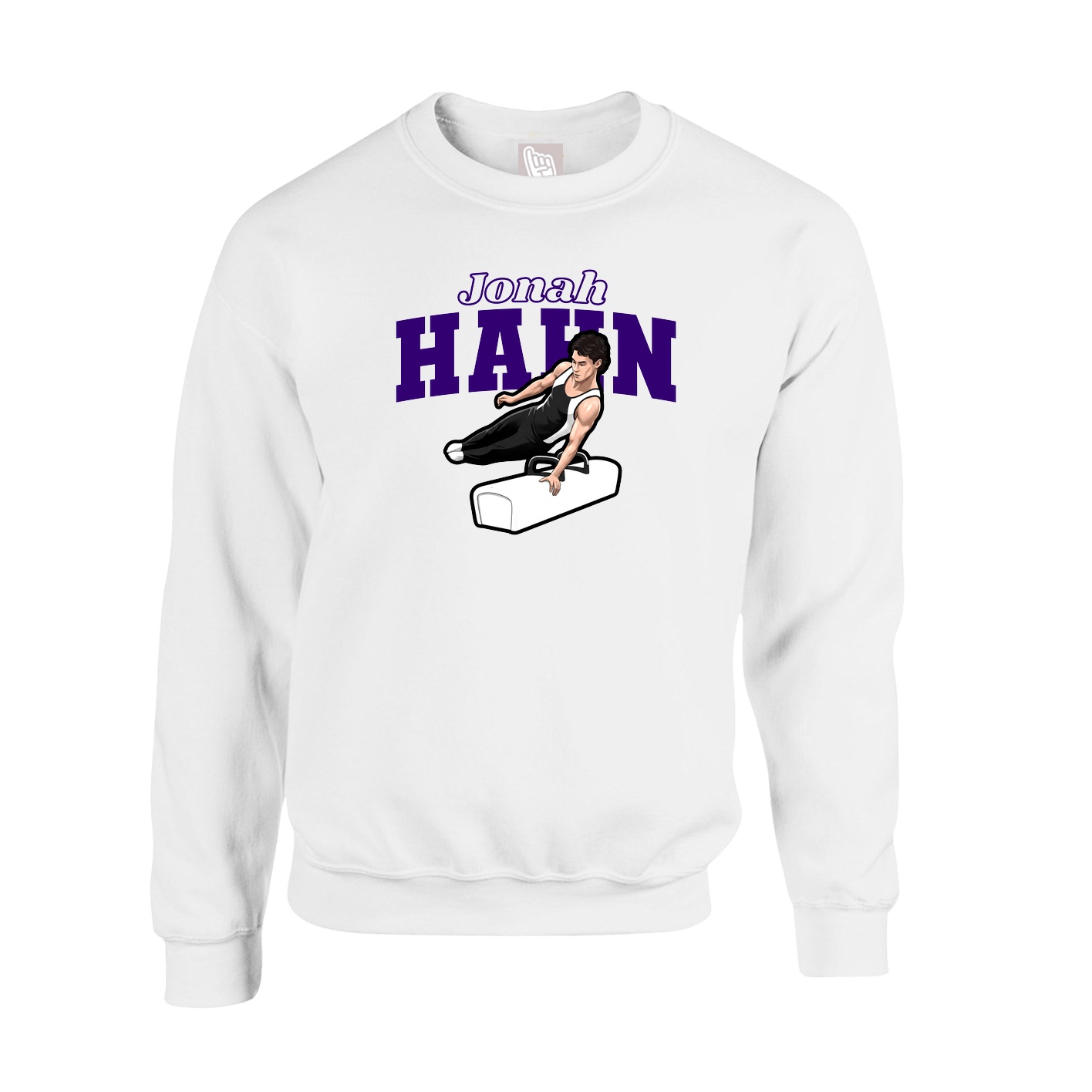 Fleece Crew — Name Arch in White