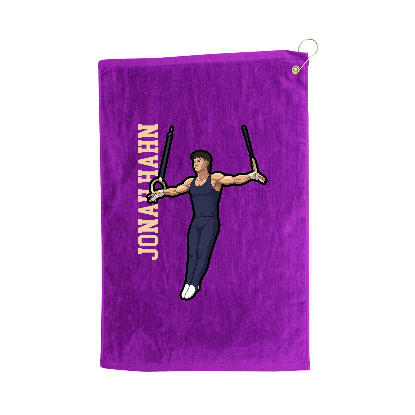 Golf Towel — Name Vertical in Purple