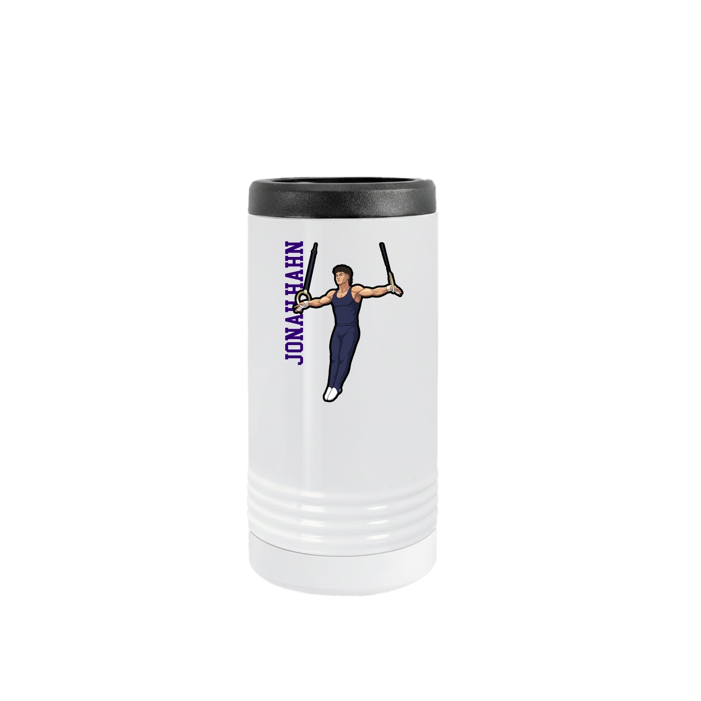 Slim Beverage Holder — Name Vertical in White