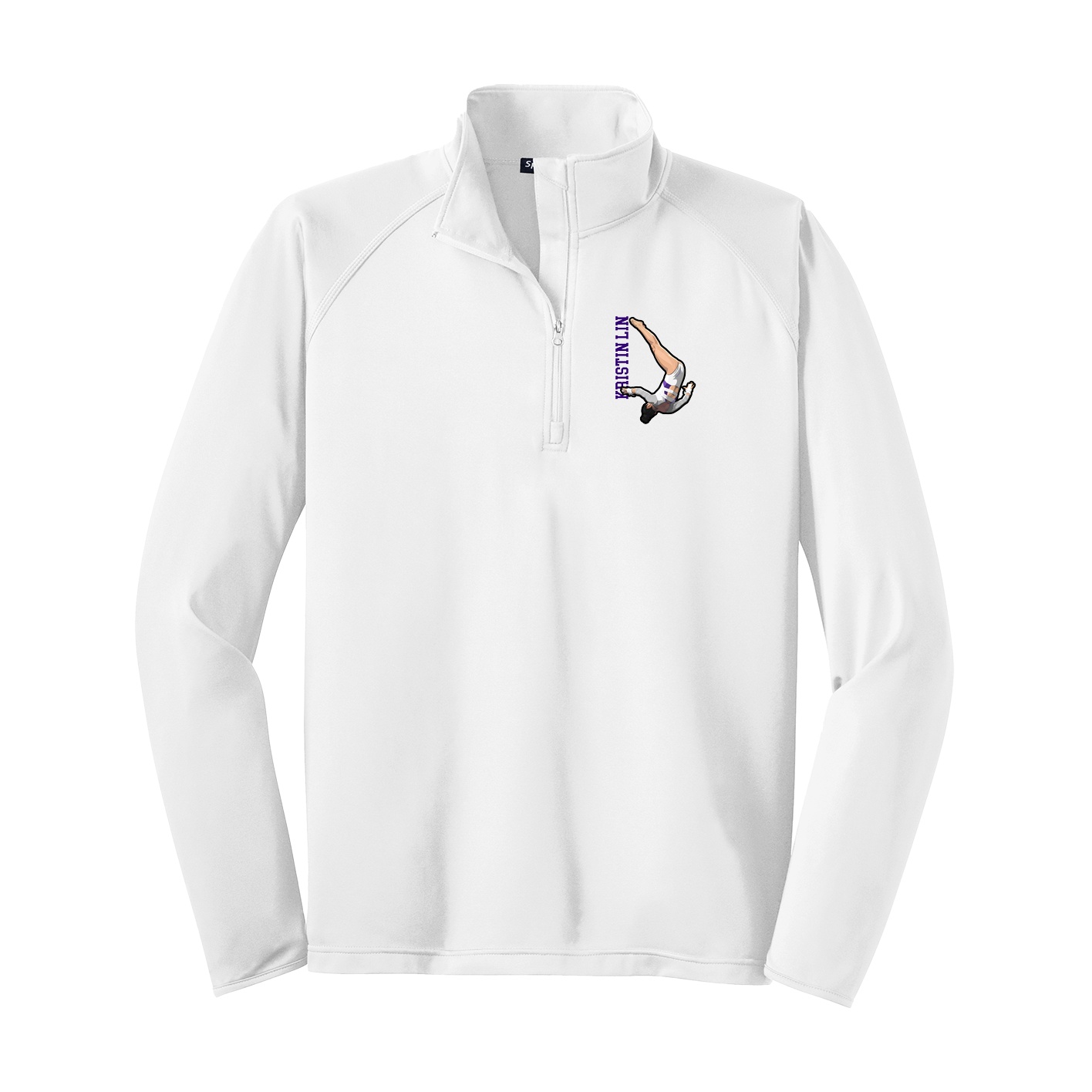 Q-Zip Pullover — Name Vertical in White
