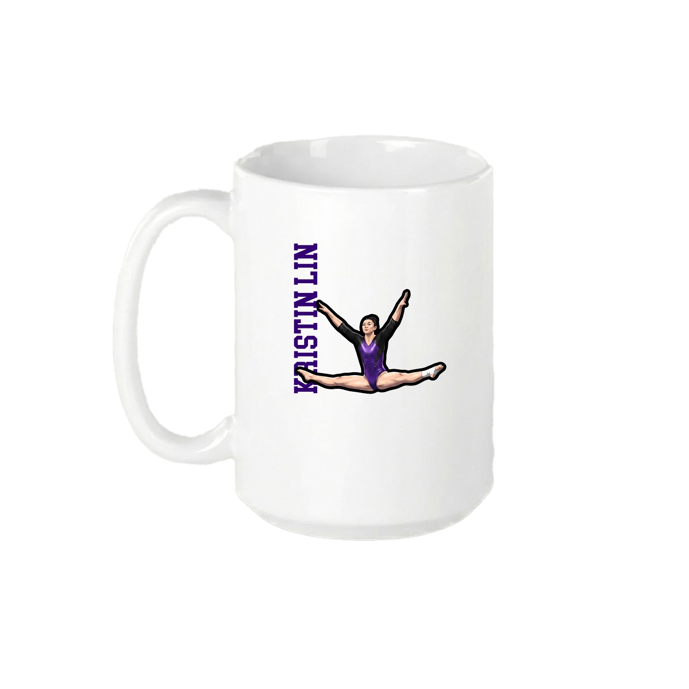 15oz Coffee Mug — Name Vertical in White