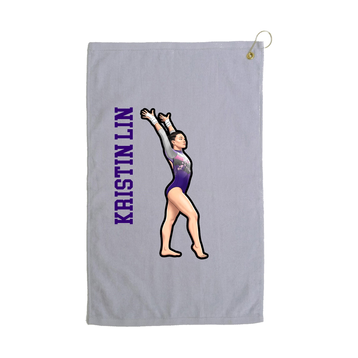 Golf Towel — Name Vertical in Grey