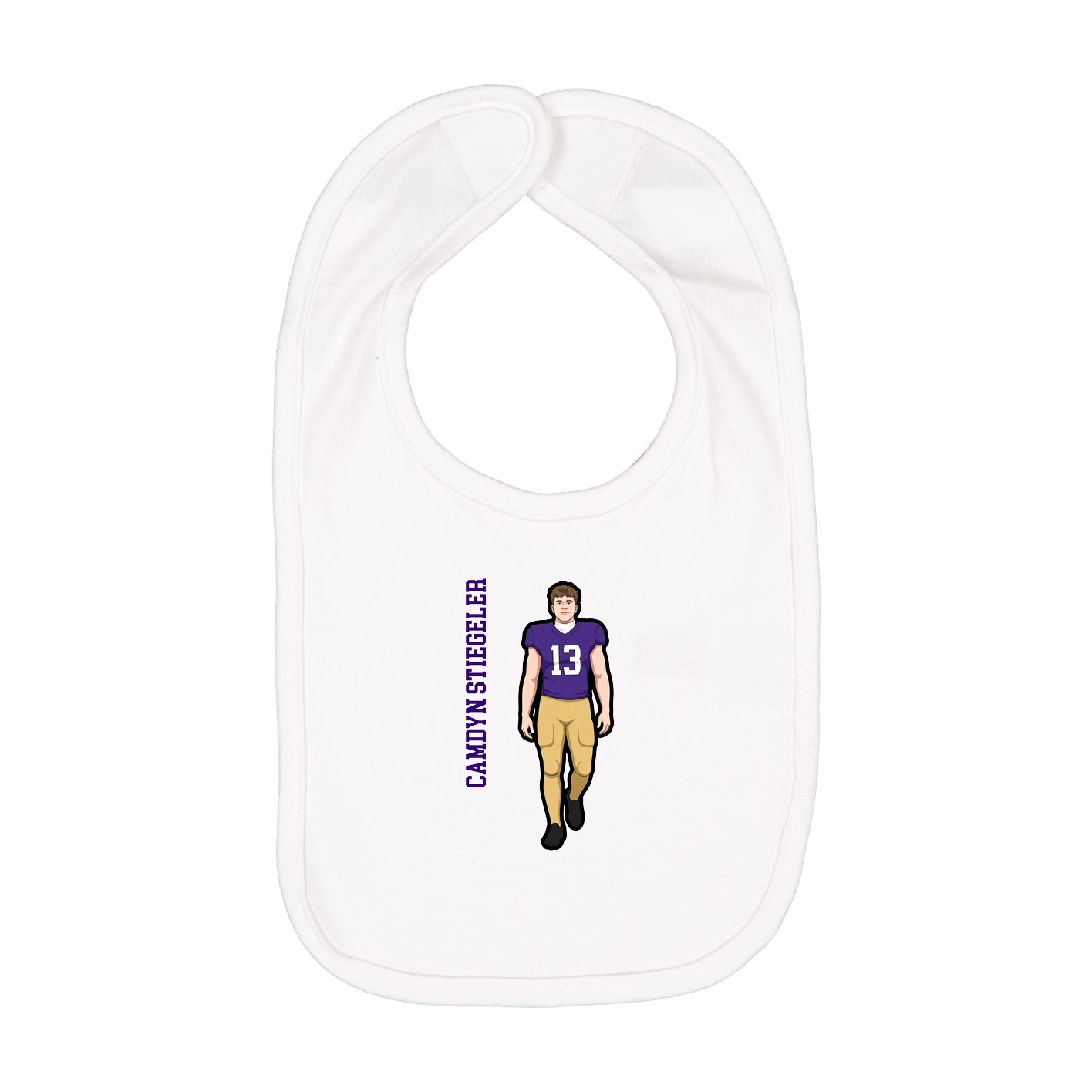 Infant Bib — Name Vertical in White