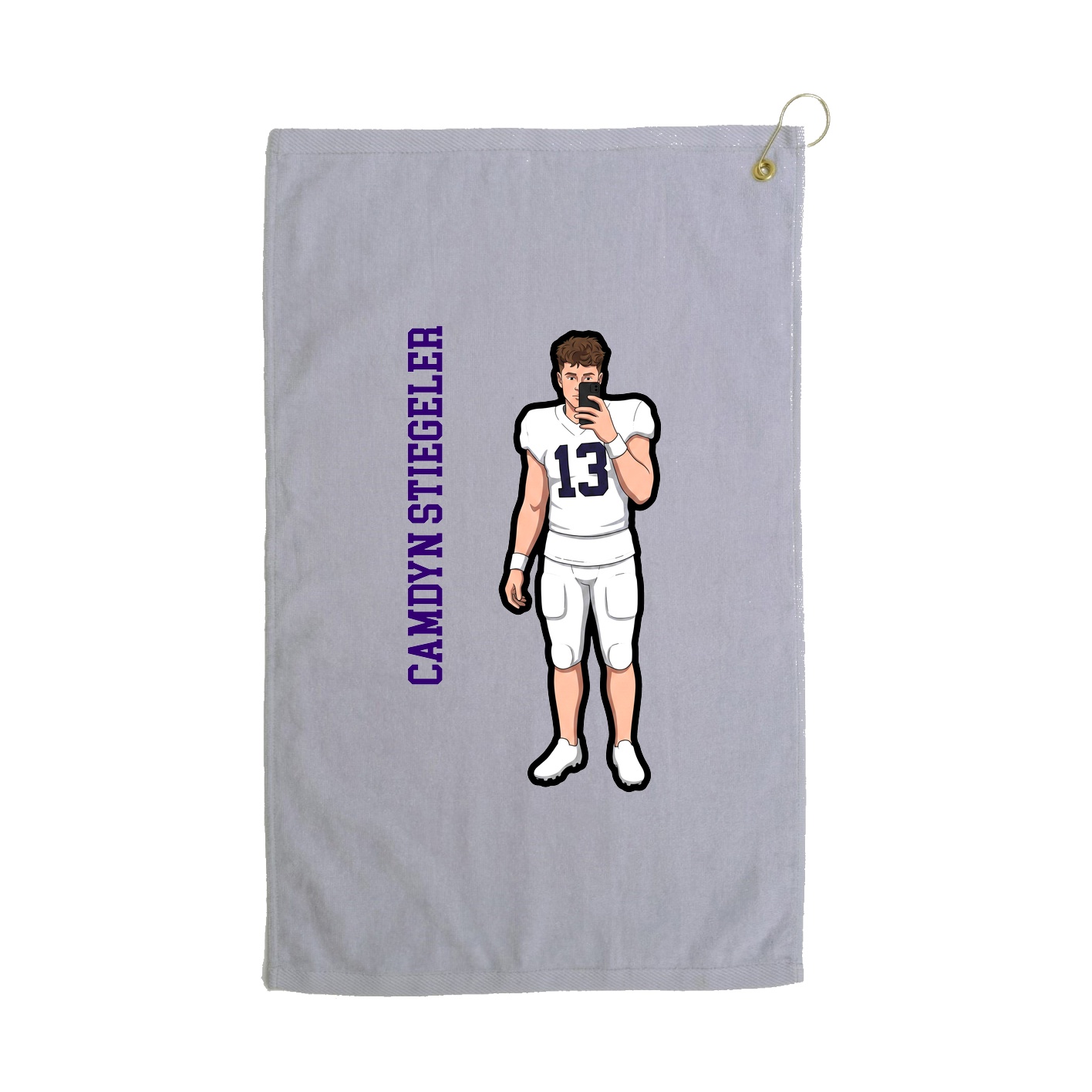 Golf Towel — Name Vertical in Grey