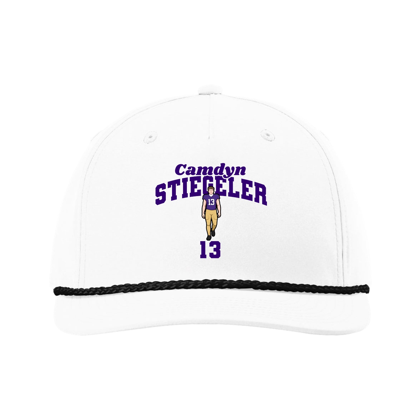 Five-Panel Classic Rope Cap — Signature Arch in White