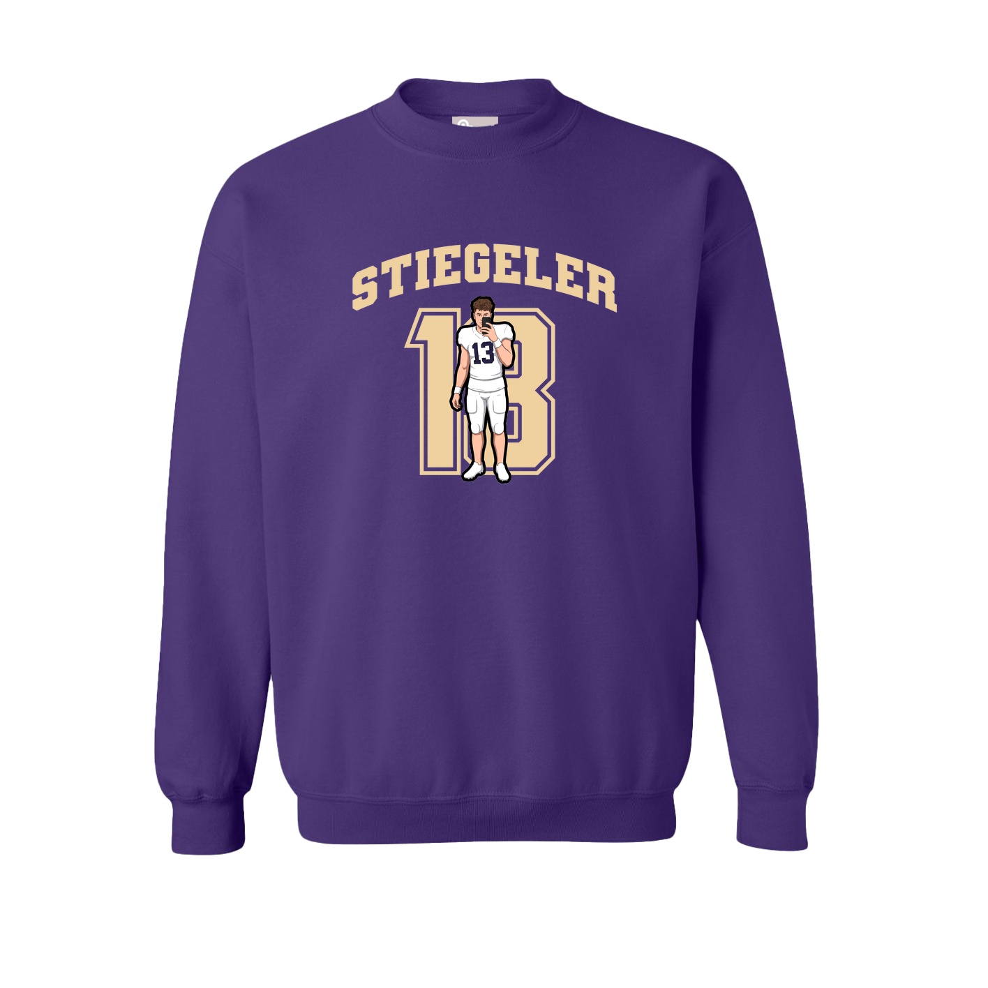 Fleece Crew — Number in Purple