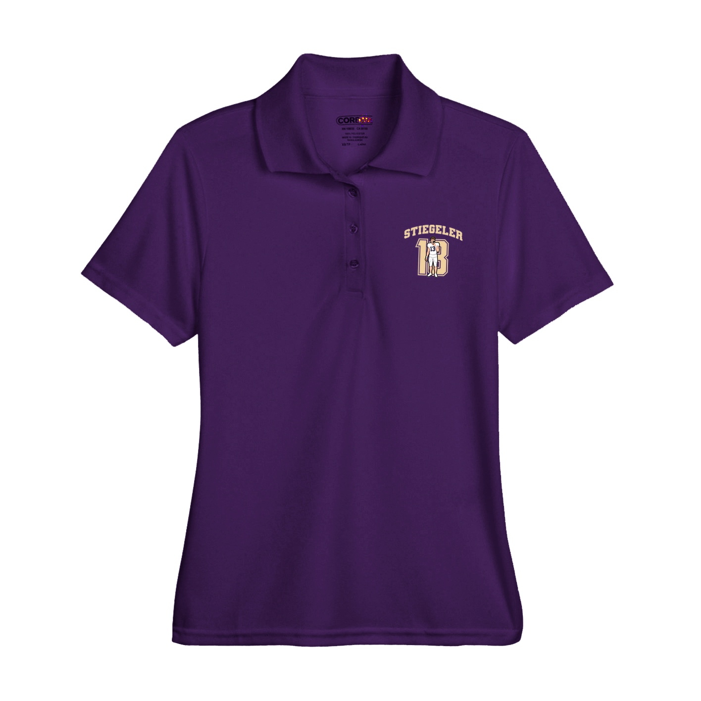 Womens Performance Polo — Number in Purple
