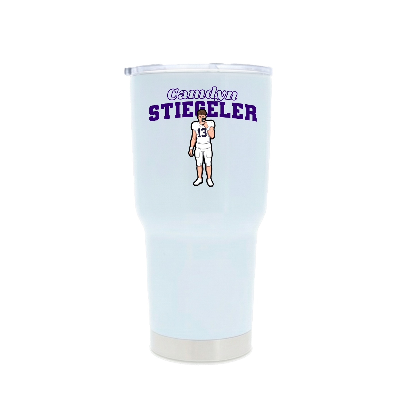 30oz Stainless Steel Tumbler — Name Arch in White