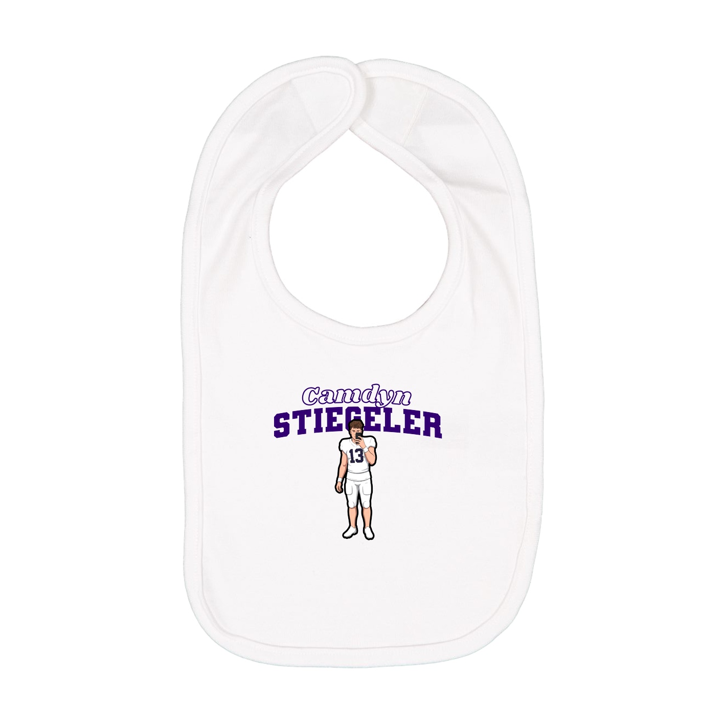 Infant Bib — Name Arch in White