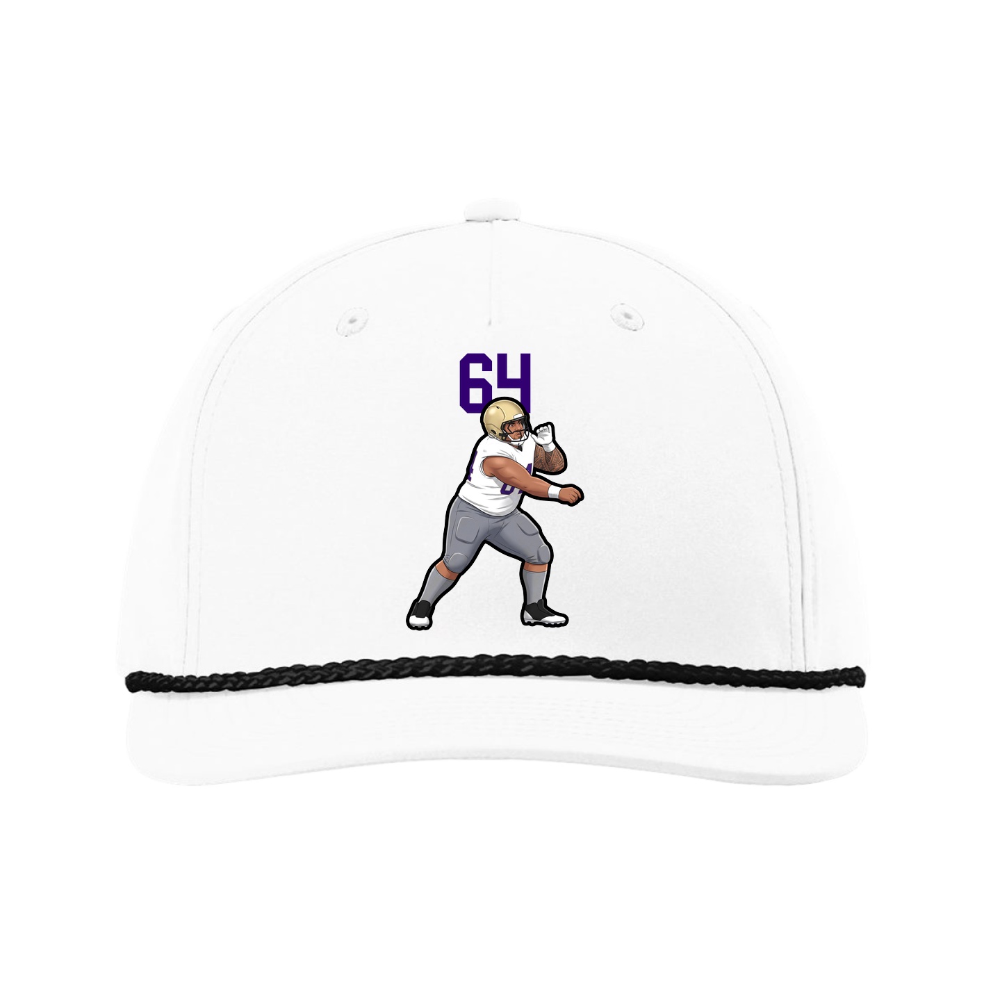 Five-Panel Classic Rope Cap — Number Top in White
