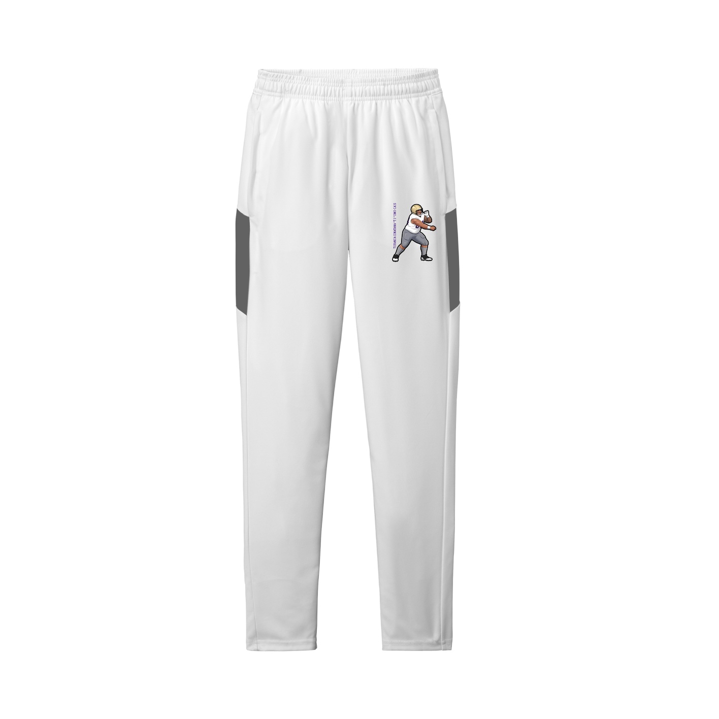 Team Travel Pant — Name Vertical in White/Grey