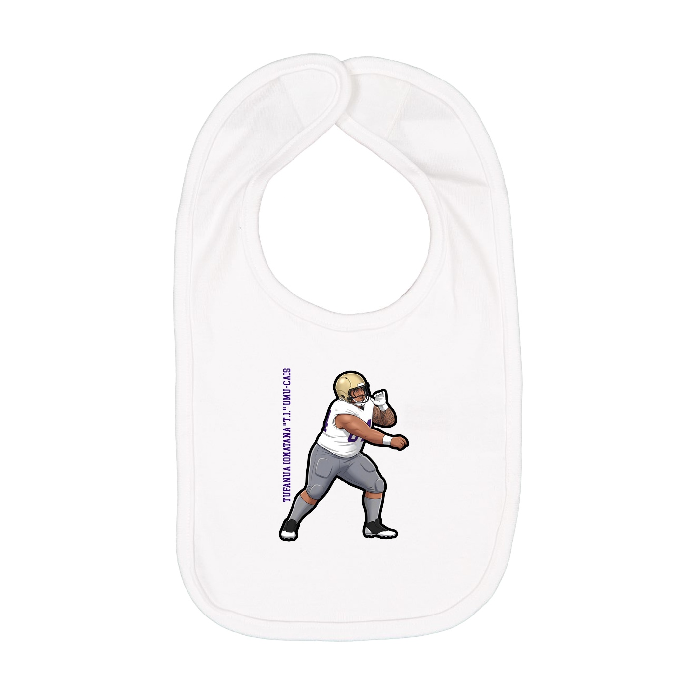 Infant Bib — Name Vertical in White