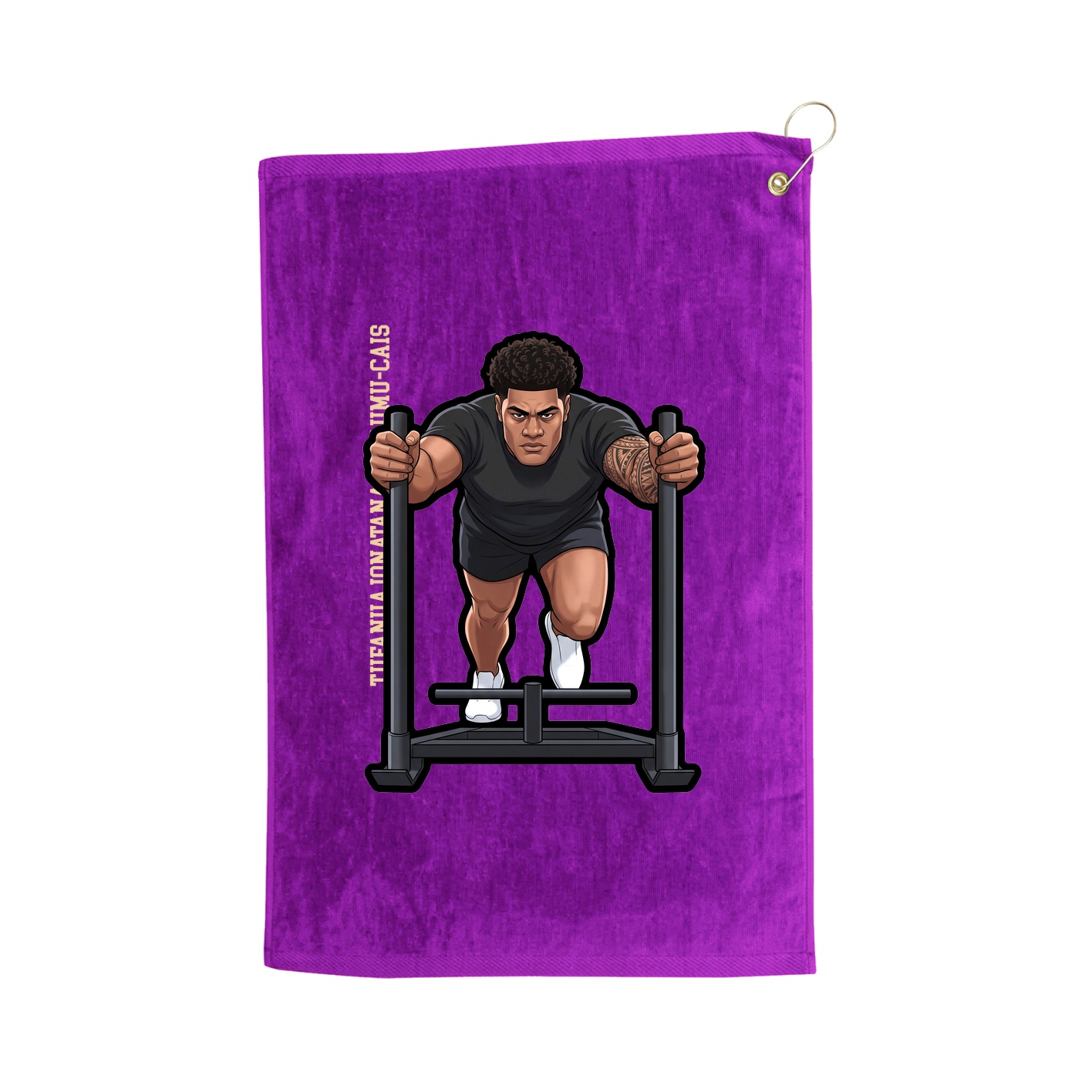 Golf Towel — Name Vertical in Purple