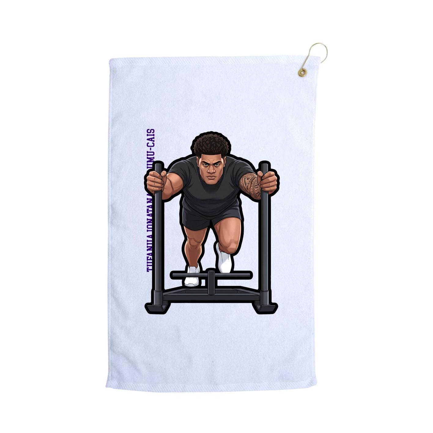 Golf Towel — Name Vertical in White