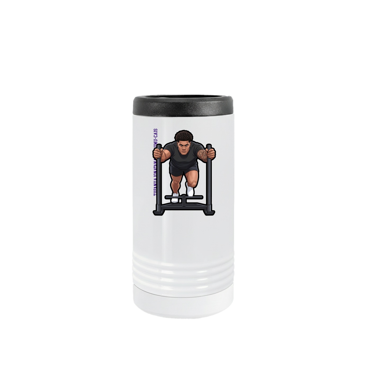Slim Beverage Holder — Name Vertical in White