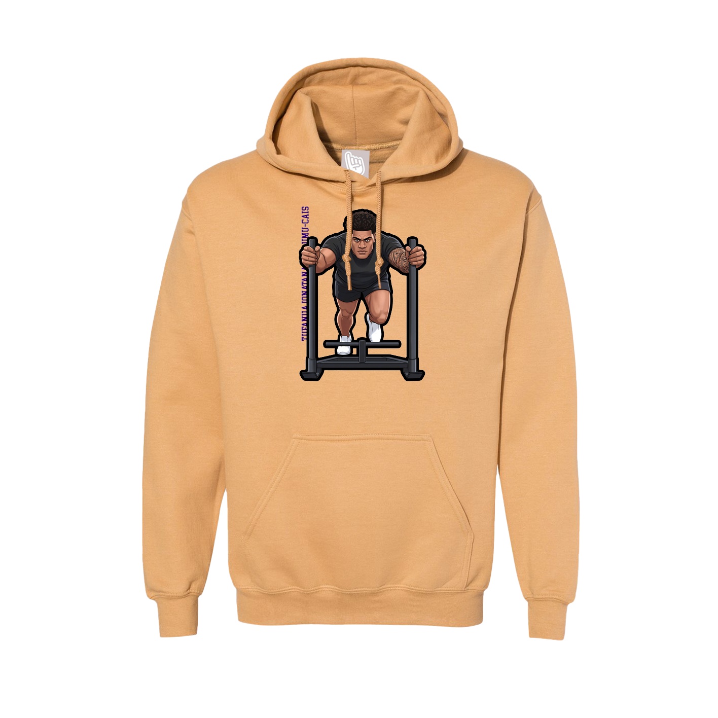 Hoodie — Name Vertical in Vegas Gold