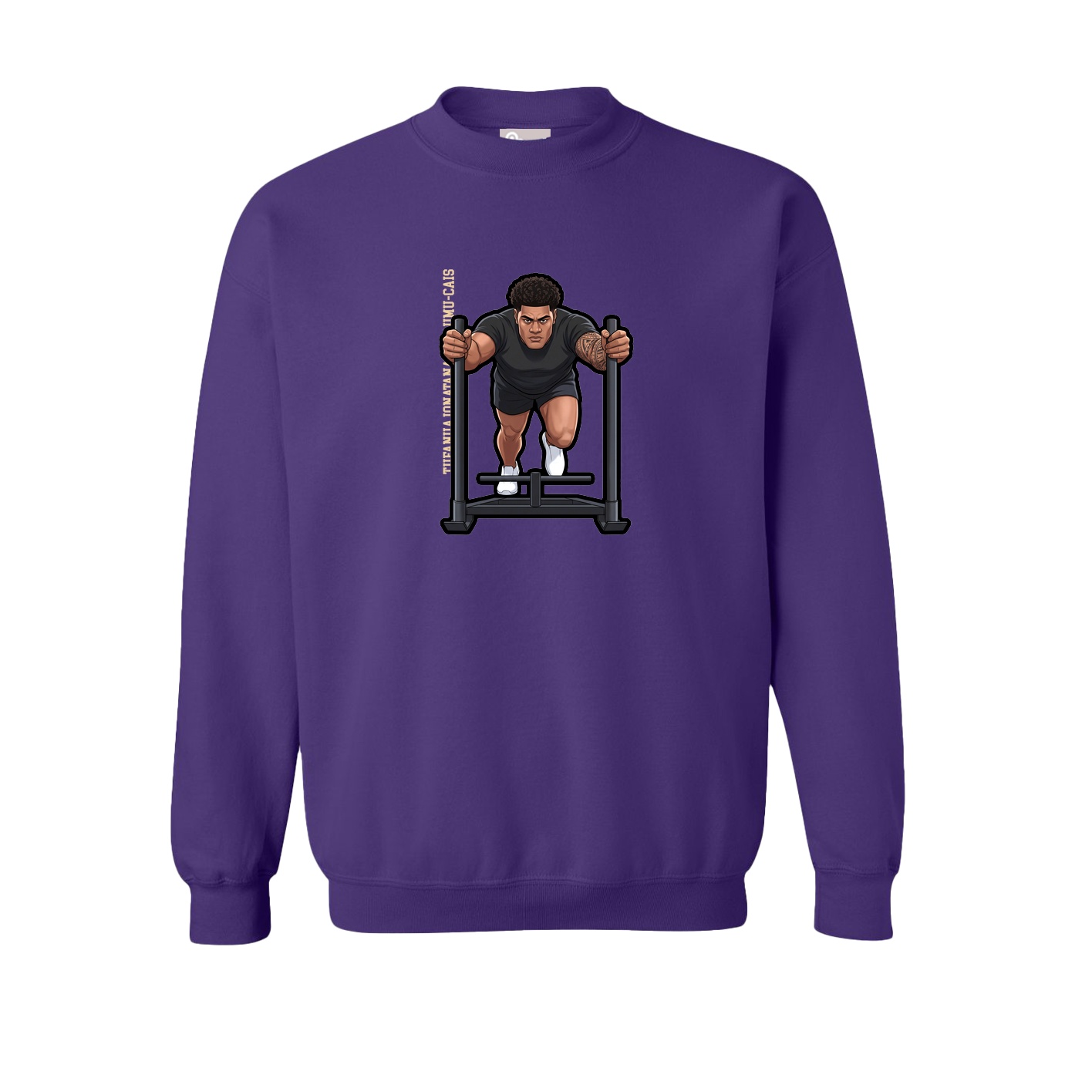 Fleece Crew — Name Vertical in Purple