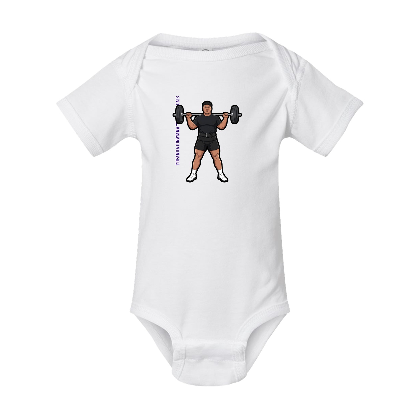 Baby Onesie — Name Vertical in White