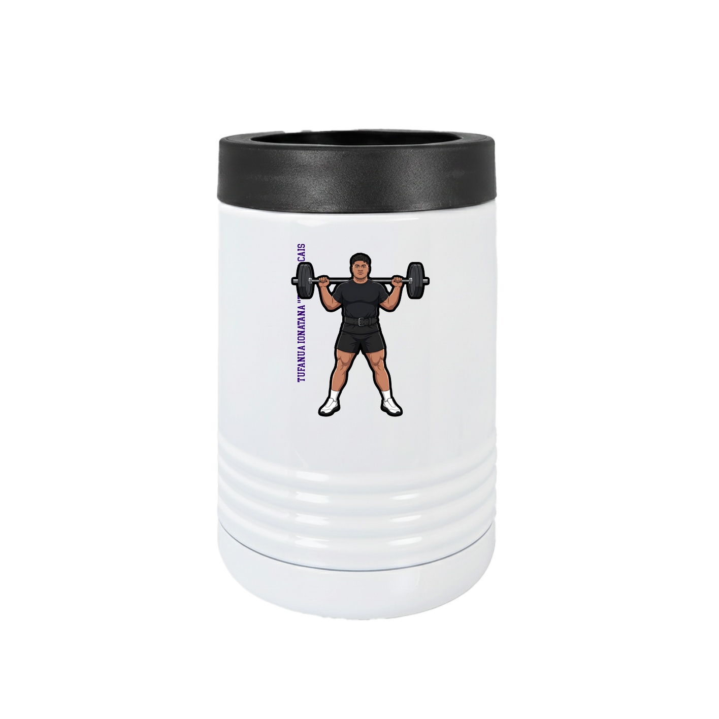 Beverage Holder — Name Vertical in White