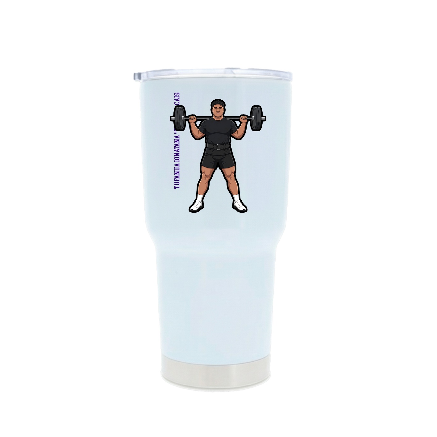 30oz Stainless Steel Tumbler — Name Vertical in White