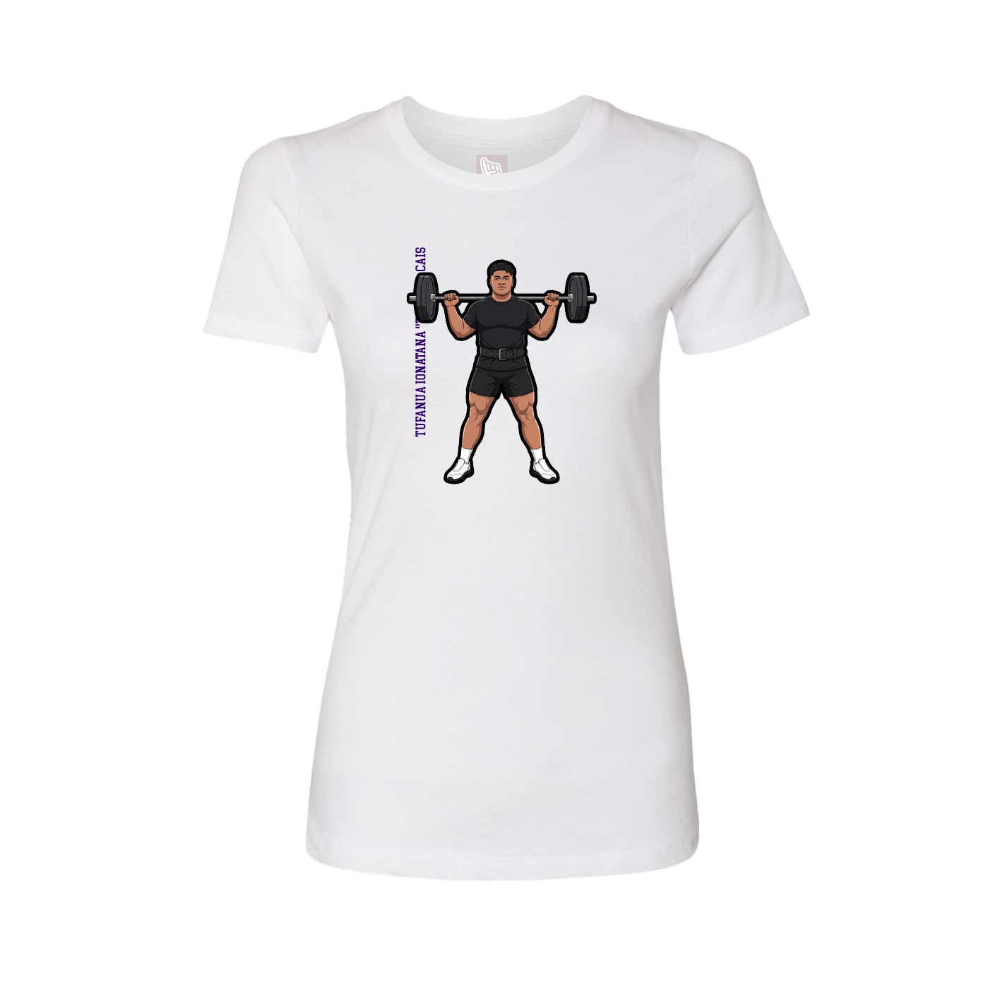 Womens Tee — Name Vertical in White