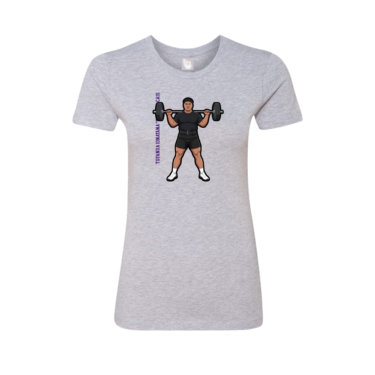 Fitted Women's Tee — Name Vertical in Grey