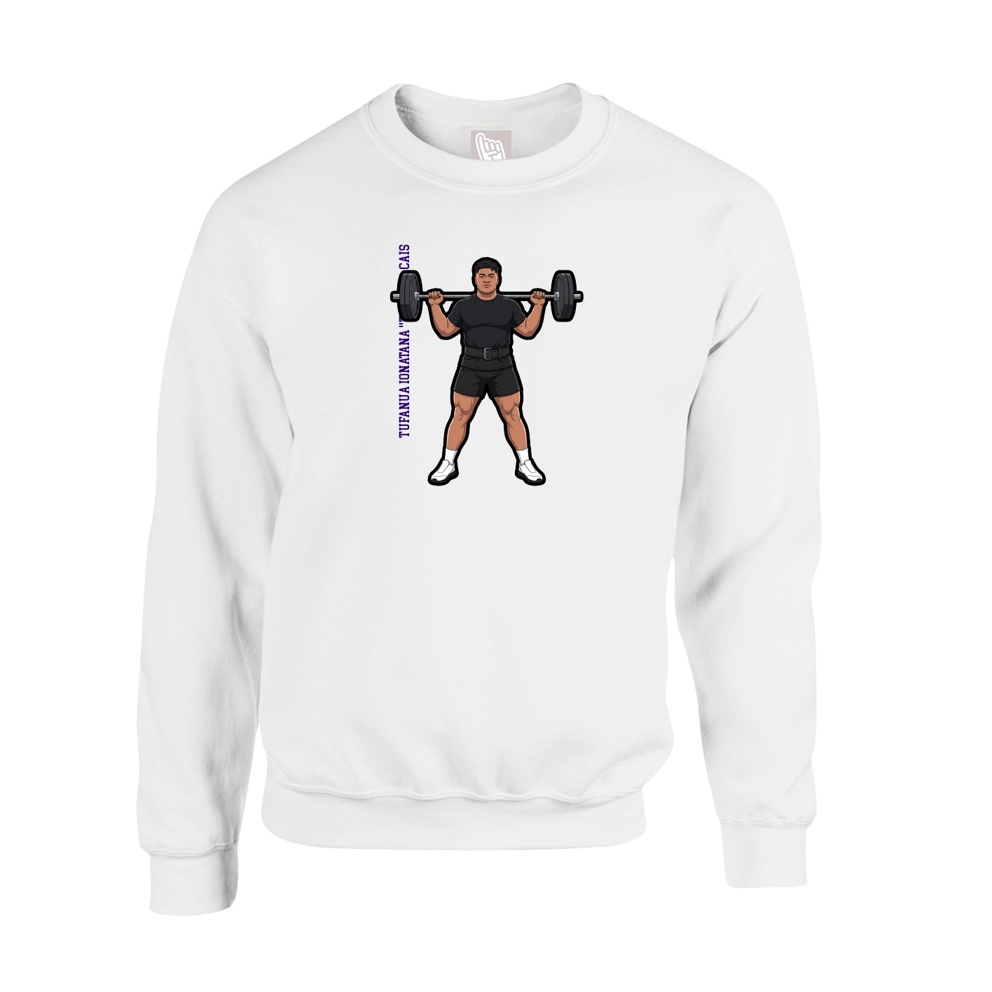 Fleece Crew — Name Vertical in White