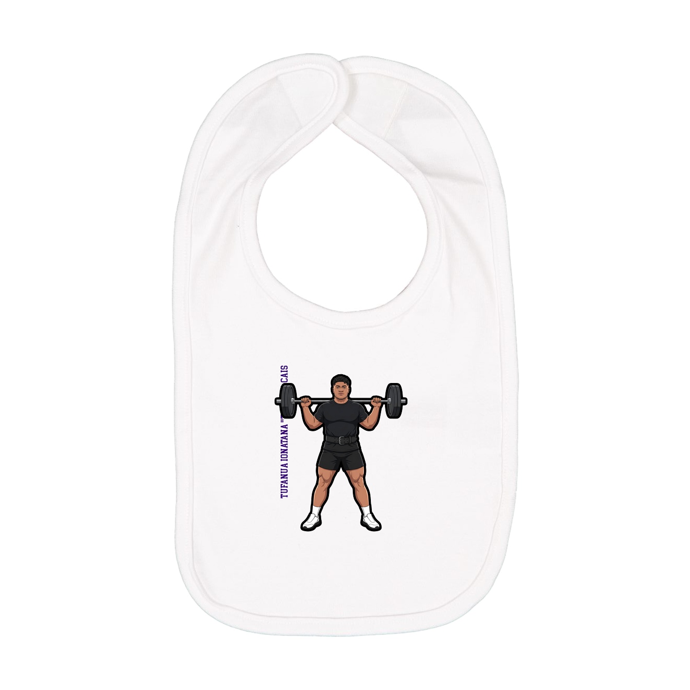 Infant Bib — Name Vertical in White